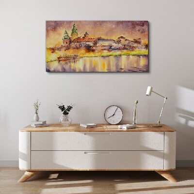 Tableau sur toile Reflets dorés sur la rivière