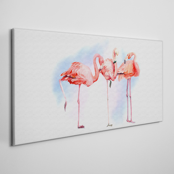 Tableau sur toile Flamants roses sur fond pastel