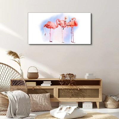 Tableau sur toile Flamants roses sur fond pastel