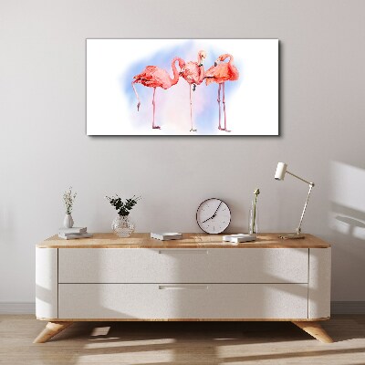 Tableau sur toile Flamants roses sur fond pastel