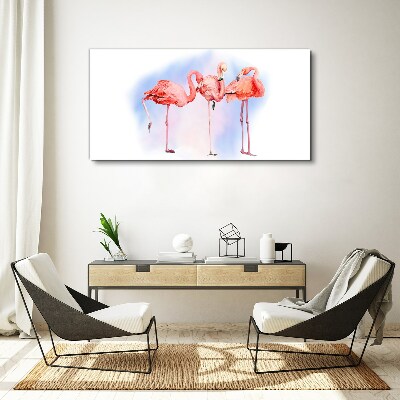 Tableau sur toile Flamants roses sur fond pastel