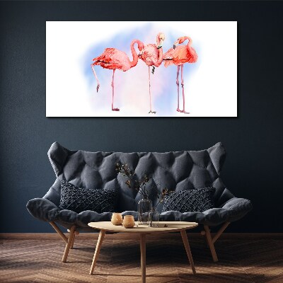 Tableau sur toile Flamants roses sur fond pastel