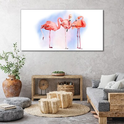 Tableau sur toile Flamants roses sur fond pastel