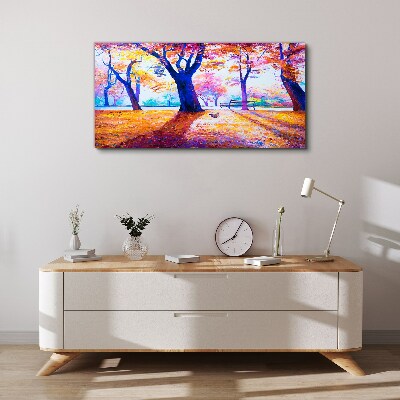 Tableau toile imprimée Paysage d'automne aux couleurs de l'arc-en-ciel