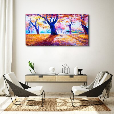 Tableau toile imprimée Paysage d'automne aux couleurs de l'arc-en-ciel