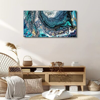 Tableau sur toile Ondes cosmiques aux nuances de bleu