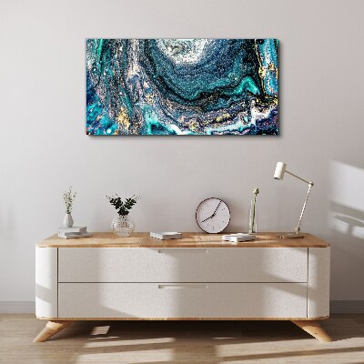 Tableau sur toile Ondes cosmiques aux nuances de bleu