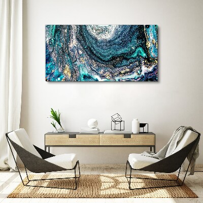 Tableau sur toile Ondes cosmiques aux nuances de bleu