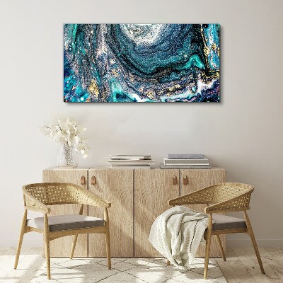 Tableau sur toile Ondes cosmiques aux nuances de bleu