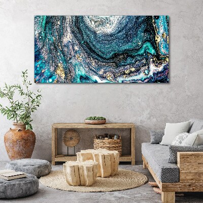 Tableau sur toile Ondes cosmiques aux nuances de bleu