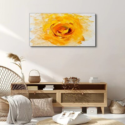 Tableau toile imprimée Rose jaune sur fond clair