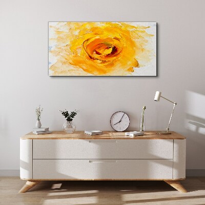 Tableau toile imprimée Rose jaune sur fond clair