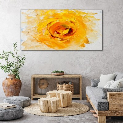 Tableau toile imprimée Rose jaune sur fond clair