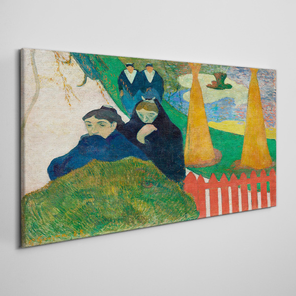 Tableau toile imprimée Paysage vert avec des personnages