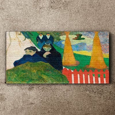 Tableau toile imprimée Paysage vert avec des personnages