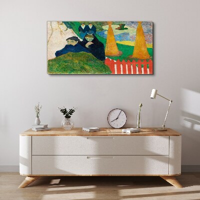 Tableau toile imprimée Paysage vert avec des personnages