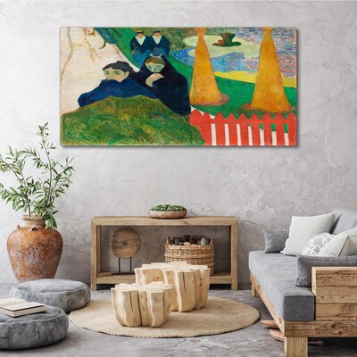 Tableau toile imprimée Paysage vert avec des personnages