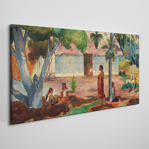 Tableau sur toile Paysage tropical avec personnages