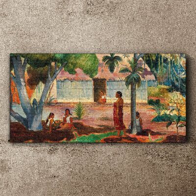Tableau sur toile Paysage tropical avec personnages