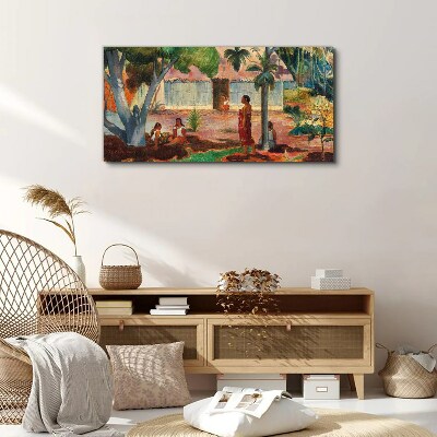Tableau sur toile Paysage tropical avec personnages