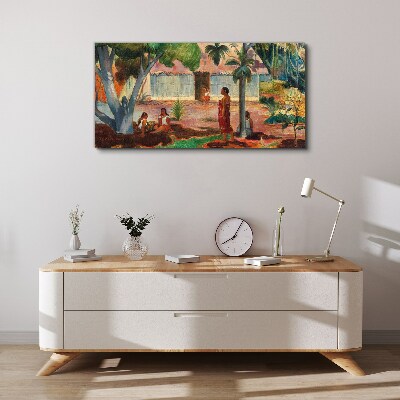 Tableau sur toile Paysage tropical avec personnages