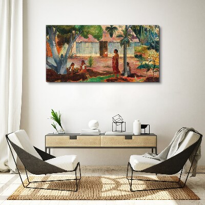 Tableau sur toile Paysage tropical avec personnages