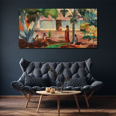 Tableau sur toile Paysage tropical avec personnages