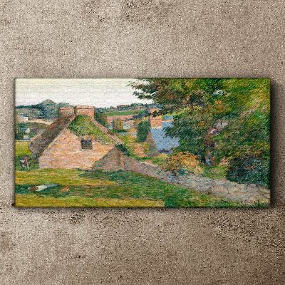 Tableau imprimé sur toile Paysage rural avec chalets