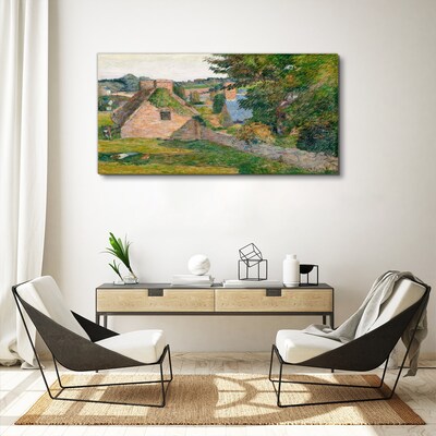 Tableau imprimé sur toile Paysage rural avec chalets