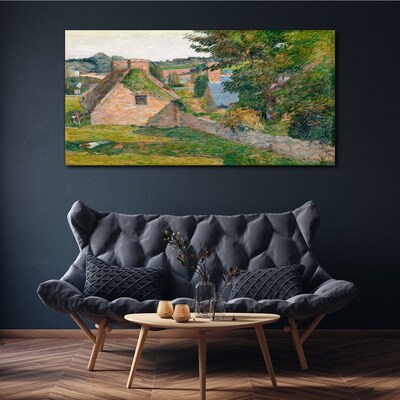 Tableau imprimé sur toile Paysage rural avec chalets