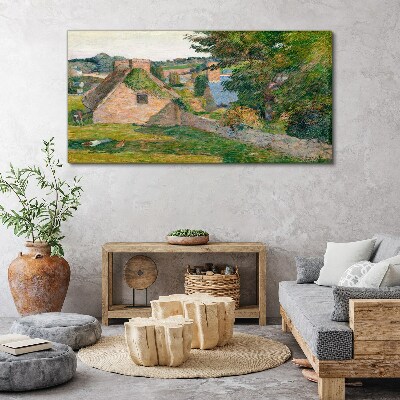 Tableau imprimé sur toile Paysage rural avec chalets