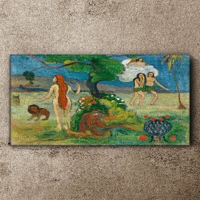 Tableau toile imprimée Un paysage paradisiaque avec des personnages