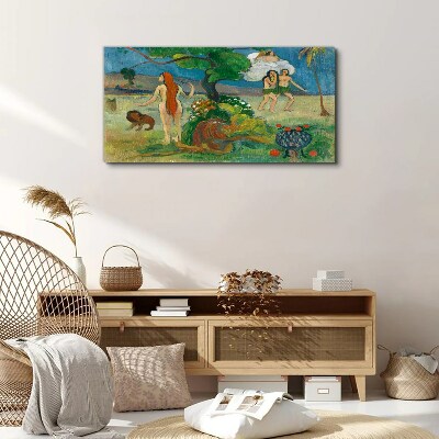Tableau toile imprimée Un paysage paradisiaque avec des personnages