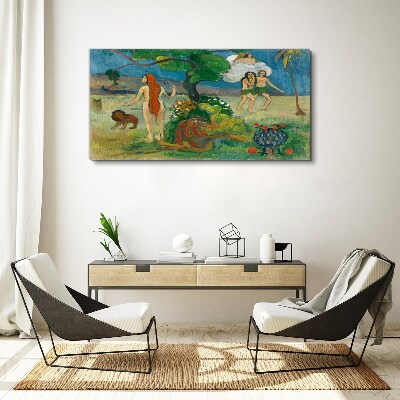 Tableau toile imprimée Un paysage paradisiaque avec des personnages