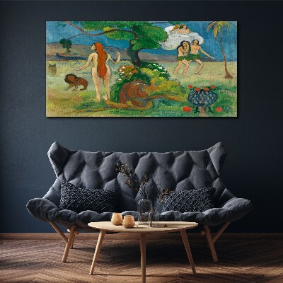 Tableau toile imprimée Un paysage paradisiaque avec des personnages