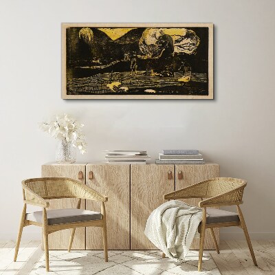 Tableau toile imprimée Paysages dorés et figures mystérieuses