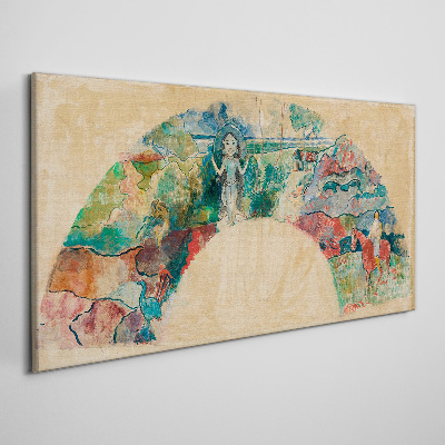 Tableau imprimé sur toile Une scène colorée avec une figure dans un paysage