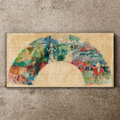 Tableau imprimé sur toile Une scène colorée avec une figure dans un paysage