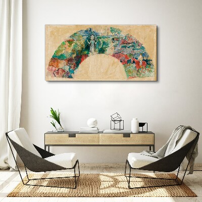 Tableau imprimé sur toile Une scène colorée avec une figure dans un paysage