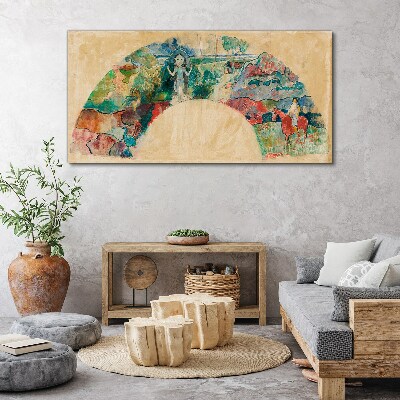 Tableau imprimé sur toile Une scène colorée avec une figure dans un paysage