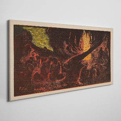 Tableau sur toile Rassemblement autour du feu de camp