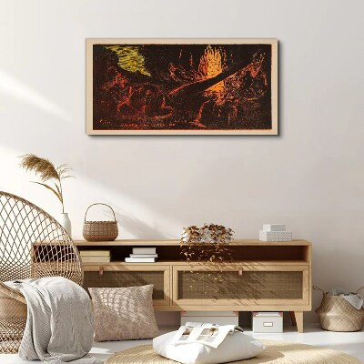 Tableau sur toile Rassemblement autour du feu de camp