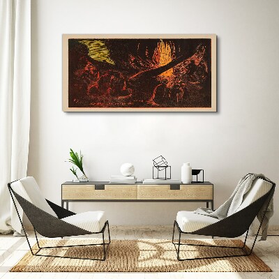 Tableau sur toile Rassemblement autour du feu de camp