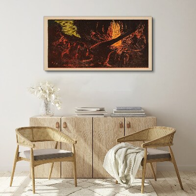 Tableau sur toile Rassemblement autour du feu de camp