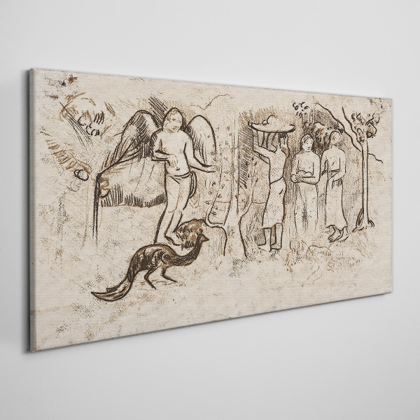 Tableau sur toile Scènes mythologiques avec un ange et des animaux