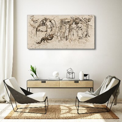 Tableau sur toile Scènes mythologiques avec un ange et des animaux