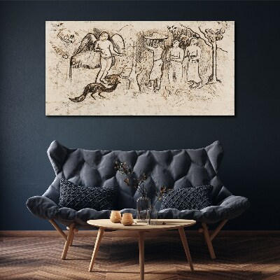 Tableau sur toile Scènes mythologiques avec un ange et des animaux