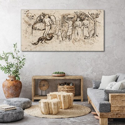 Tableau sur toile Scènes mythologiques avec un ange et des animaux