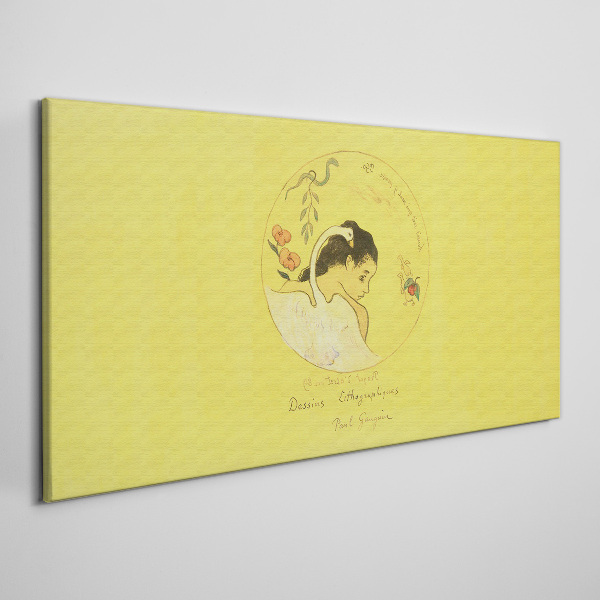 Tableau sur toile Portrait d'une femme sur fond jaune