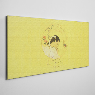 Tableau sur toile Portrait d'une femme sur fond jaune